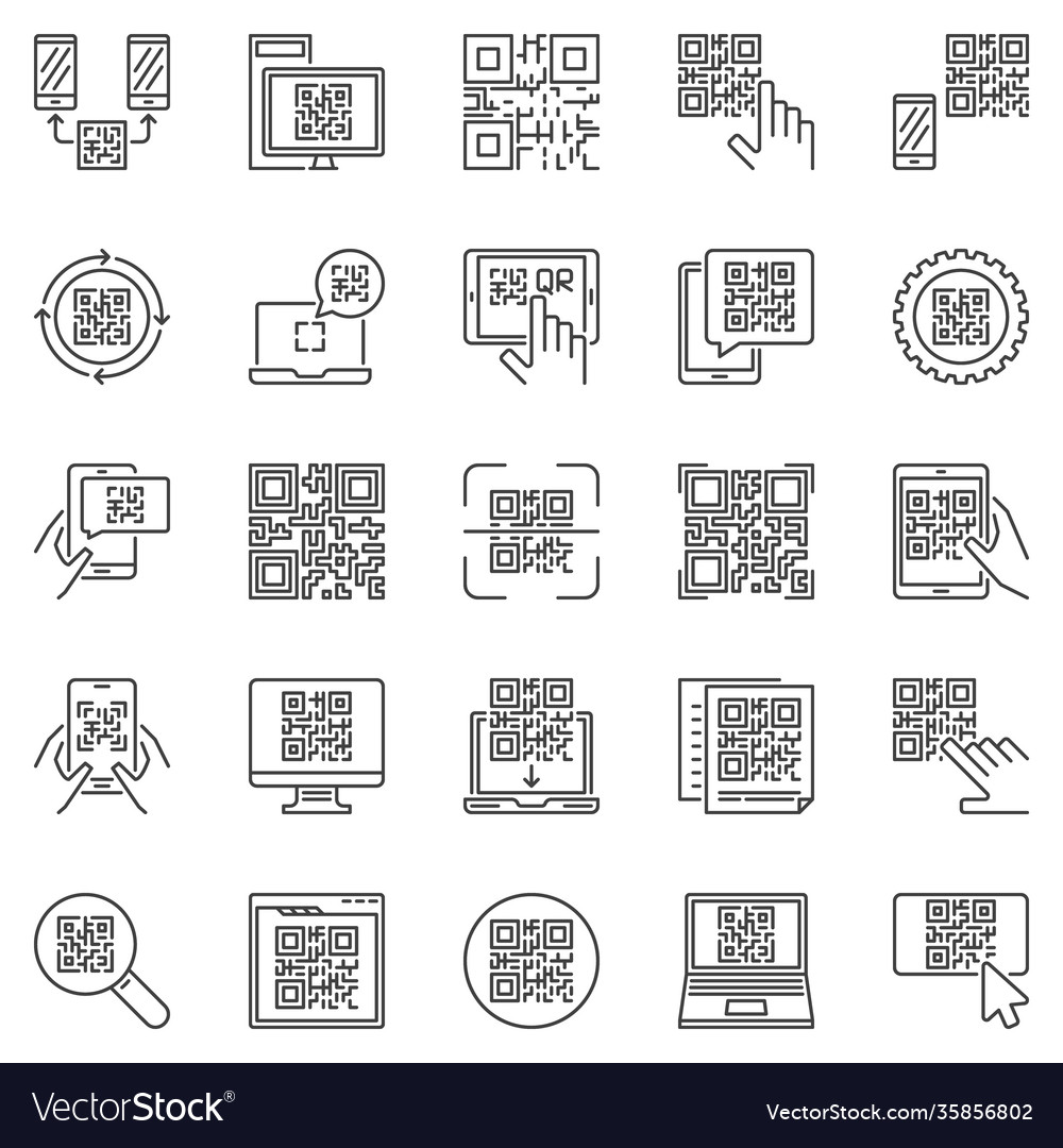 QR Code Outline Icons