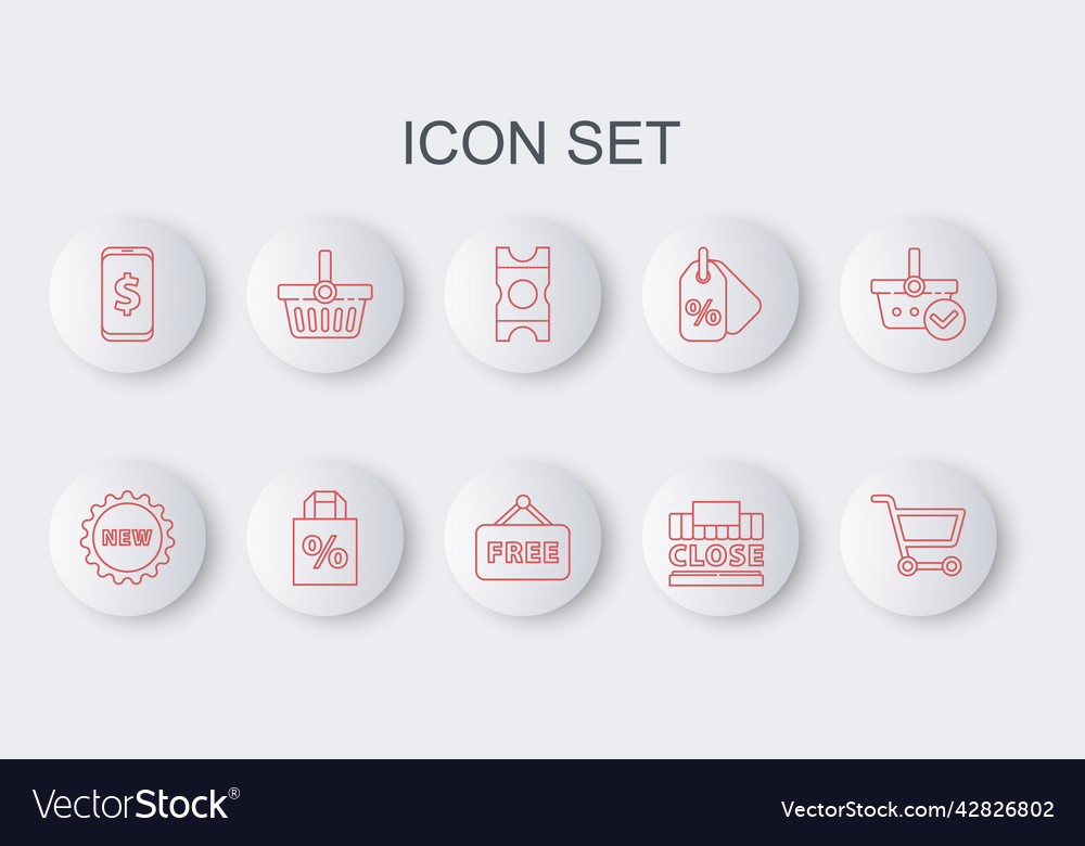 Set line shopping cart price tag with text new Vector Image Set line shopping cart price tag with text new