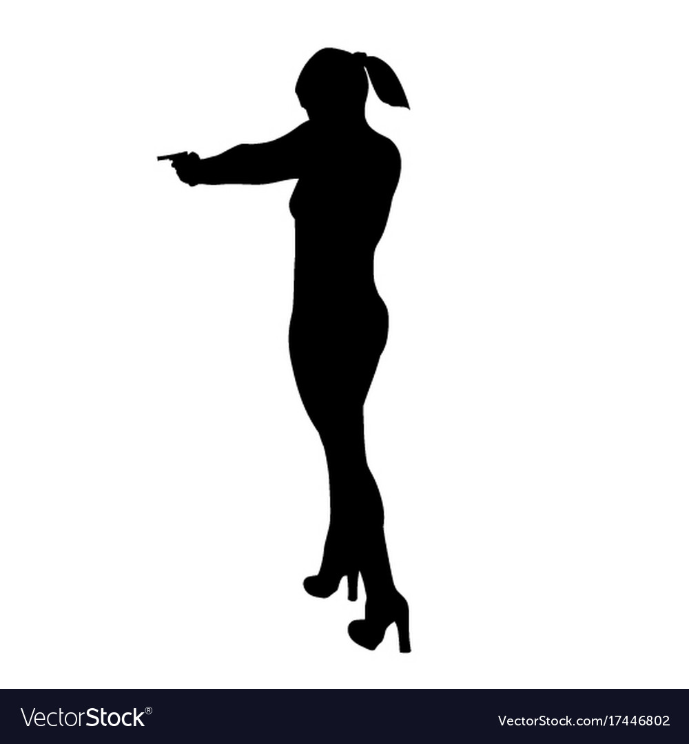 Shooting girl silhouette Royalty Free Vector Image