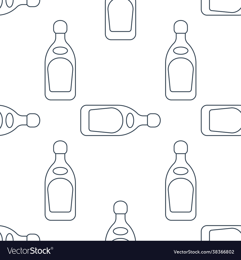Tequila bottles seamless pattern line art style