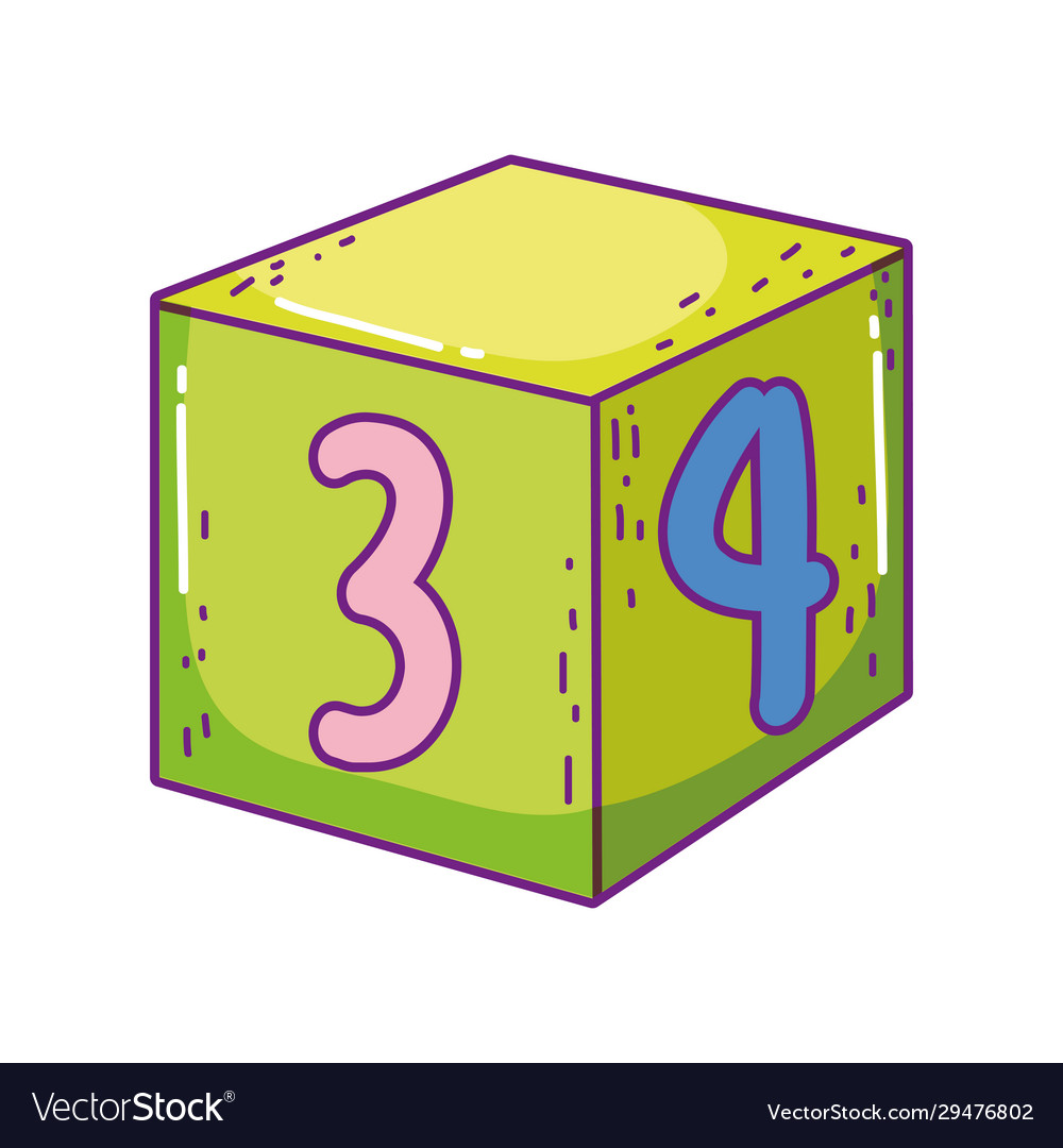 Toy cube number block learn icon vector image Toy cube number block learn icon
