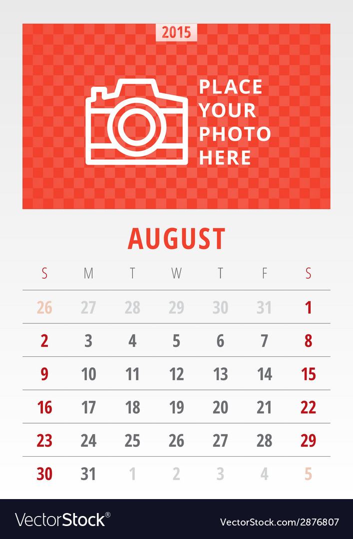2015 Kalender Vorlage - Woche beginnt Sonntag