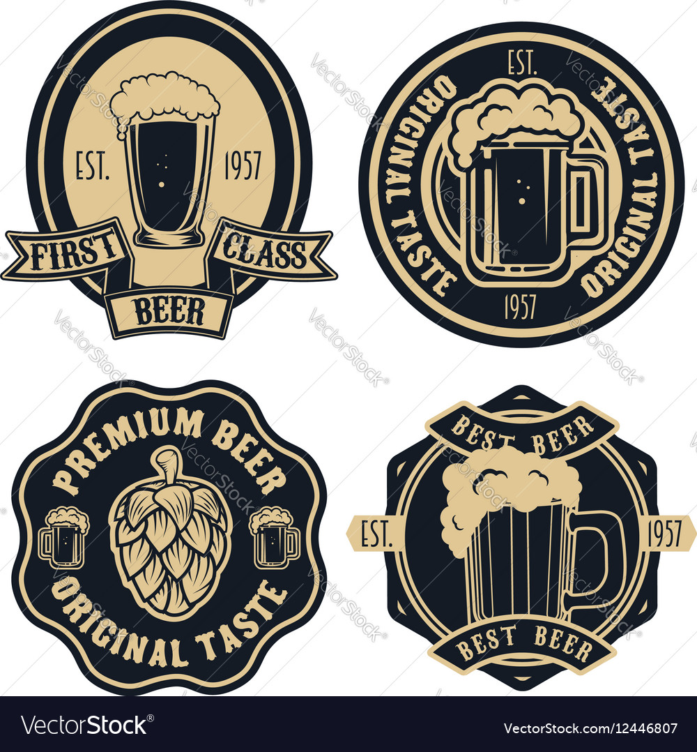 Download Beer labels Vintage craft beer retro design Vector Image