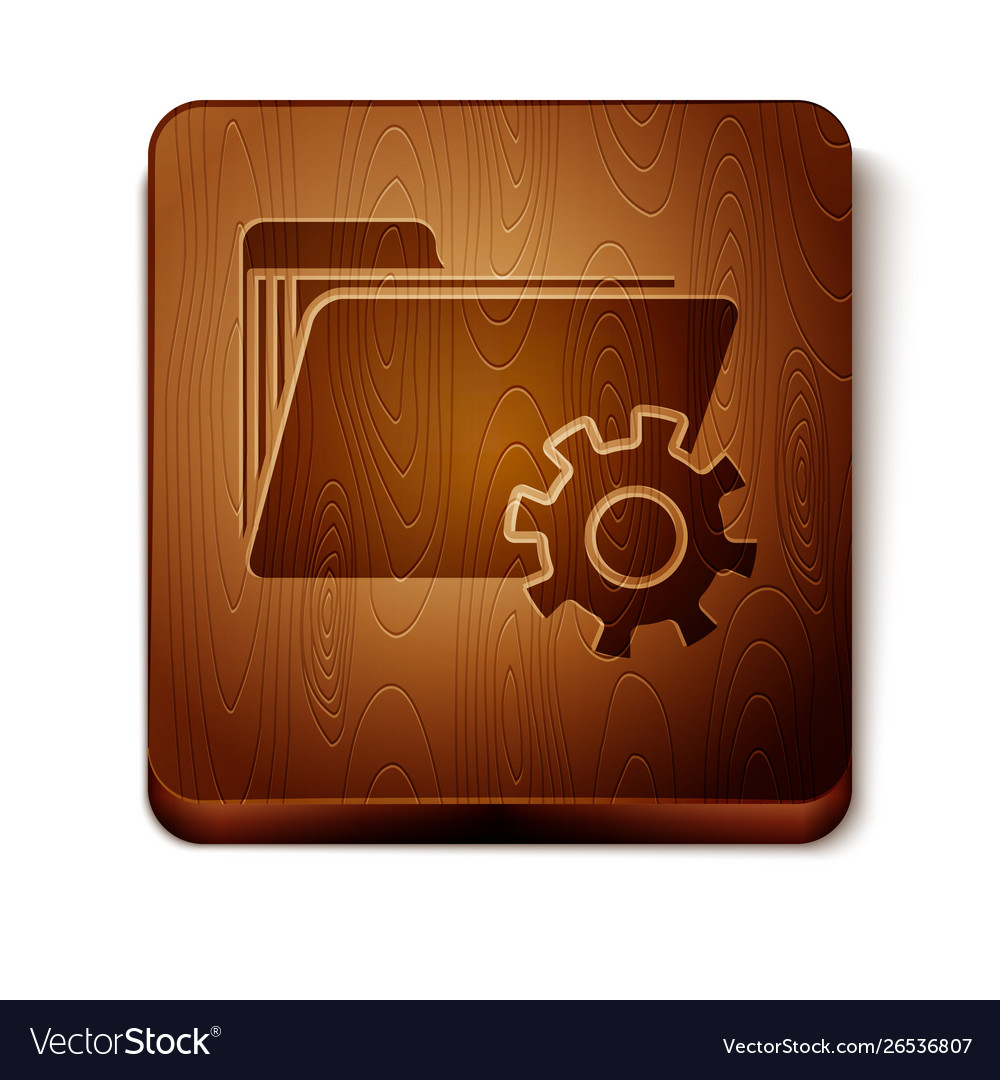 Brown folder settings with gears icon isolated vector image Brown folder settings with gears icon isolated
