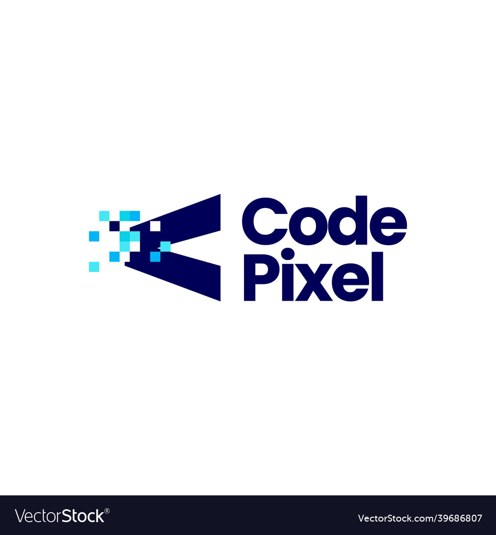 Code pixel mark digital 8 bit logo icon Royalty Free Vector