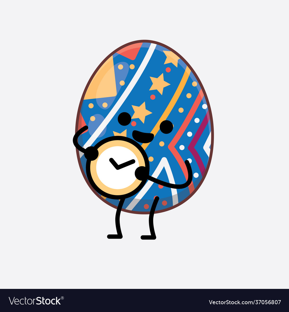 Easter egg cute character with simple face hands