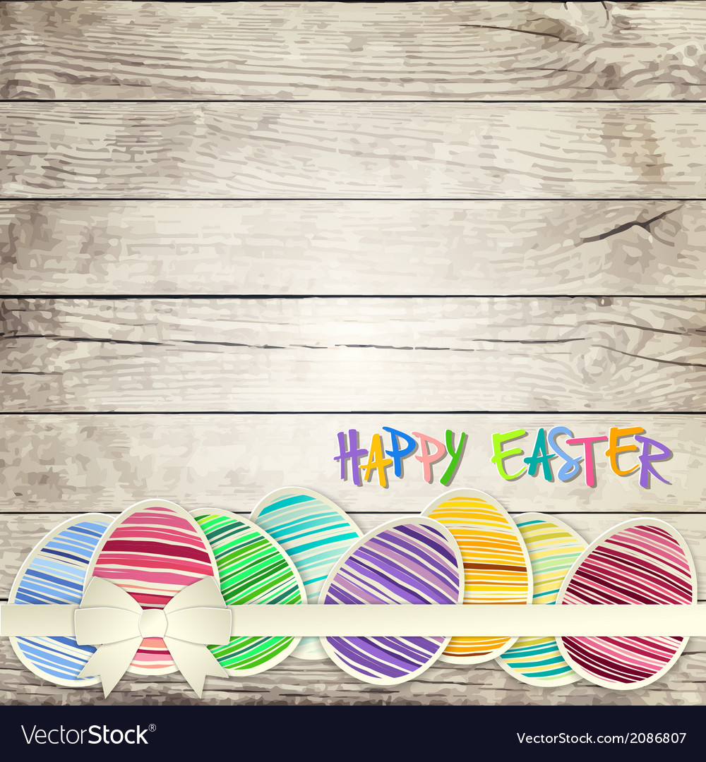 Easter eggs on wooden background