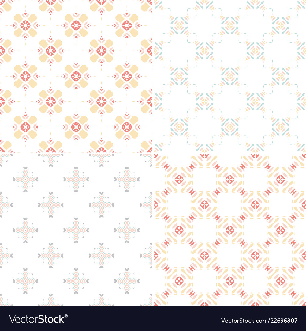 Elegant collection four geometric seamless Vector Image