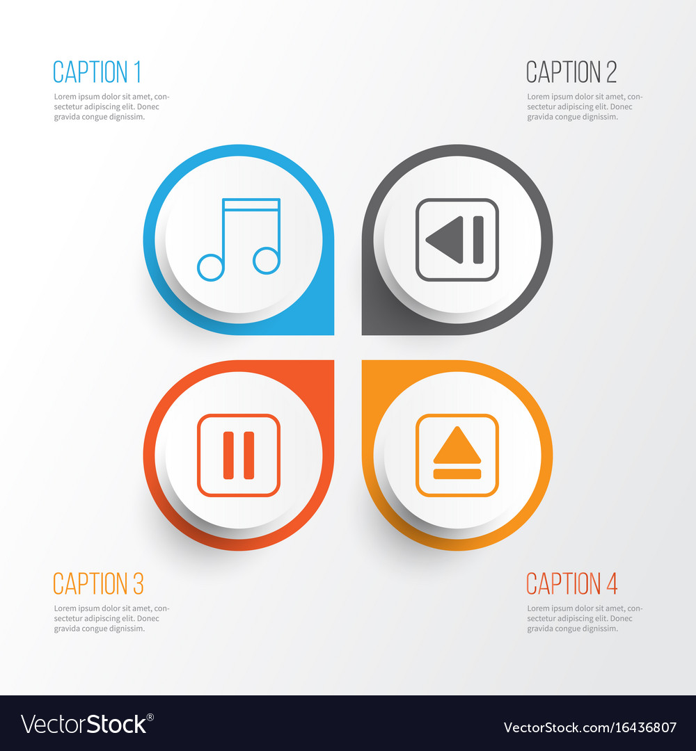 Music icons set collection of extract device