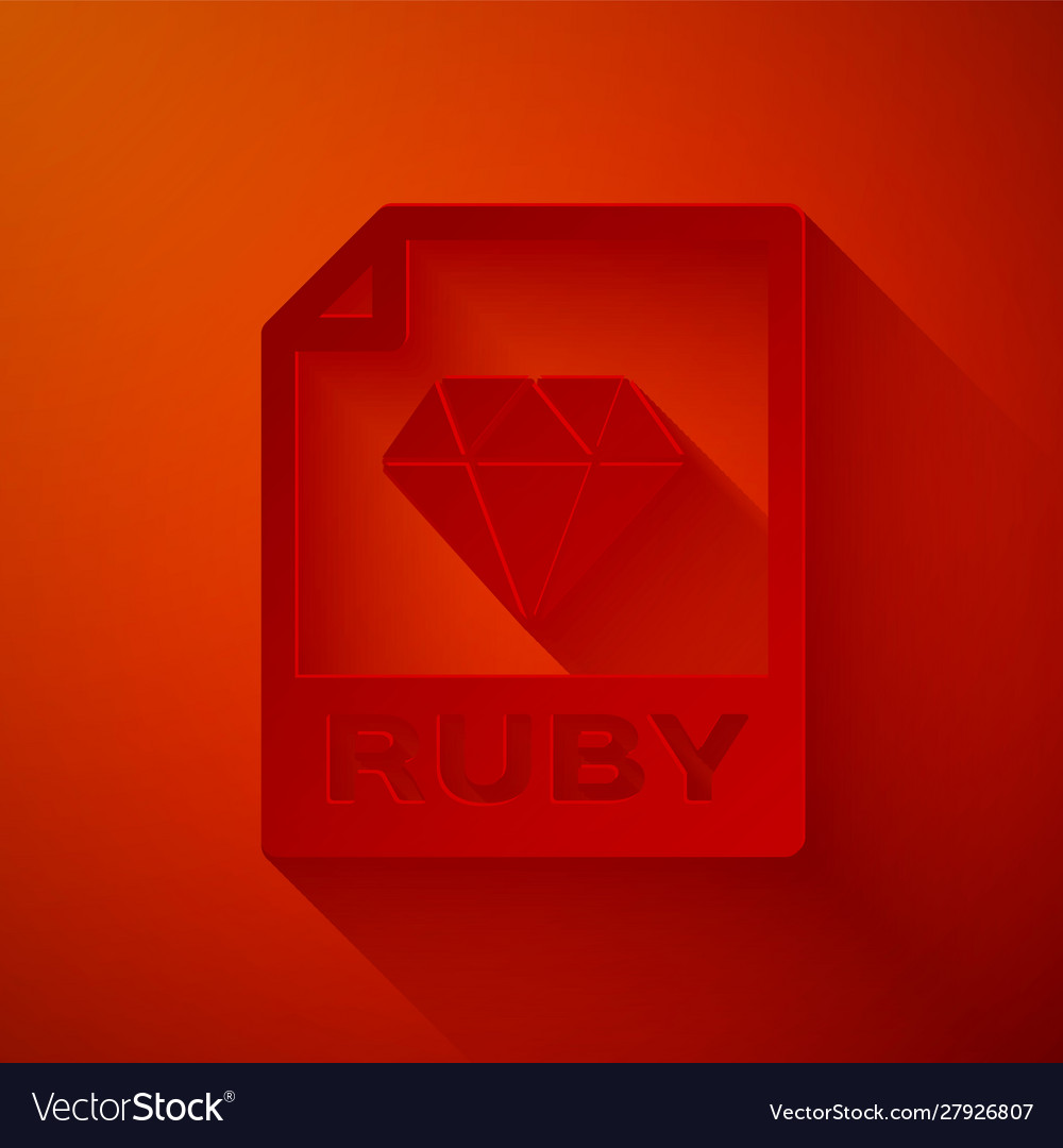 Paper cut ruby file document download ruby button Vector Image