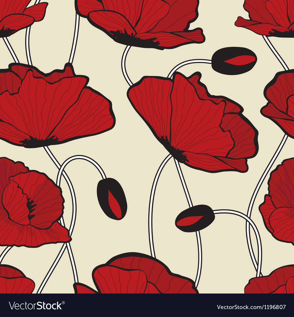 Red Poppy Flower Pattern