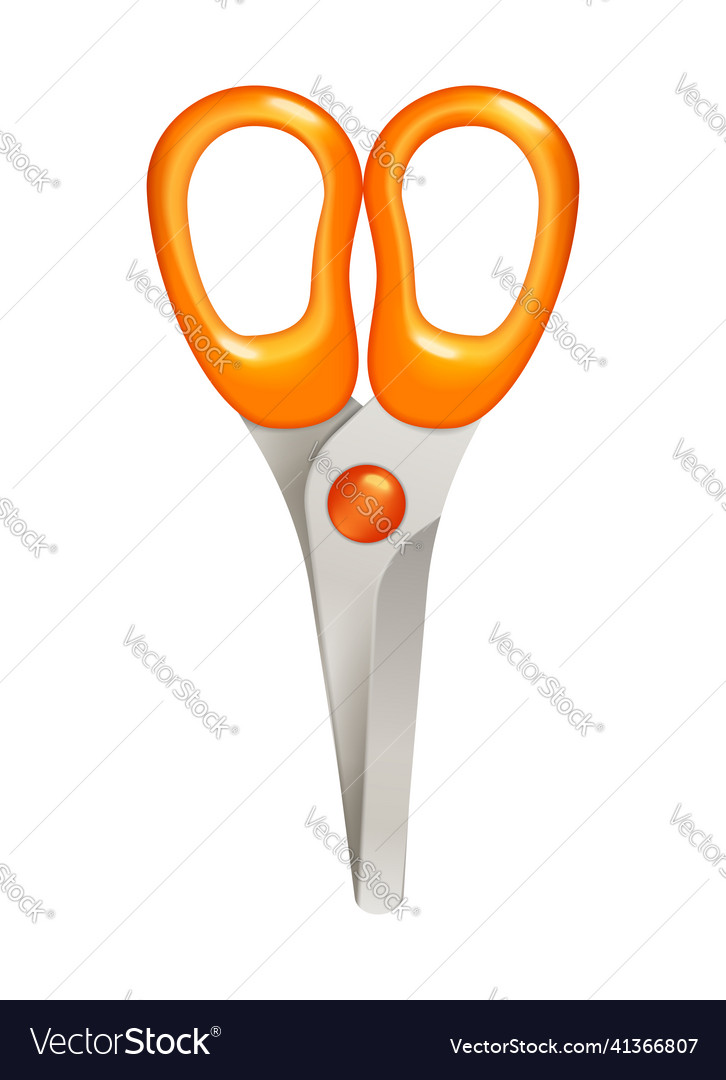 Scissors realistic stationery composition vector image Scissors realistic stationery composition