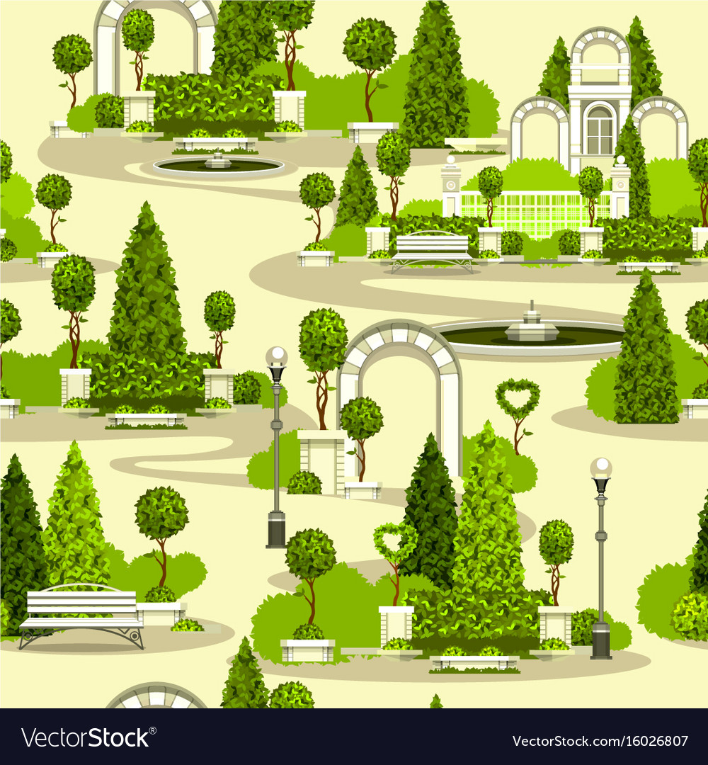 Seamless Park Pattern Royalty Free Vector Image Seamless Park Pattern Royalty Free Vector Image