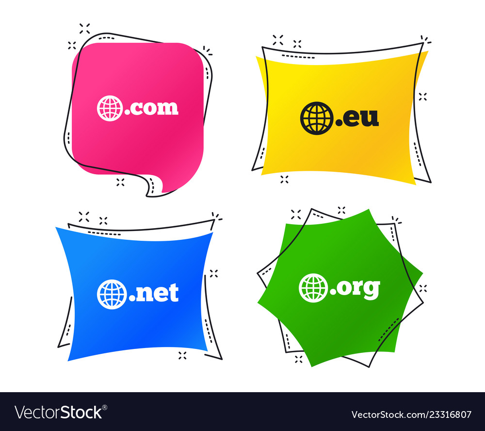 Top-level domains signs com eu net and org Vector Image Top-level domains signs com eu net and org