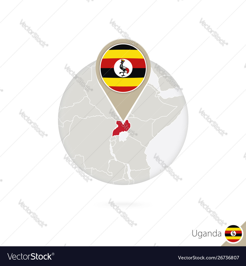 Uganda map and flag in circle