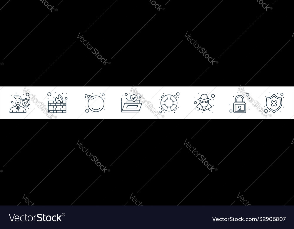 Web security line icons linear set quality