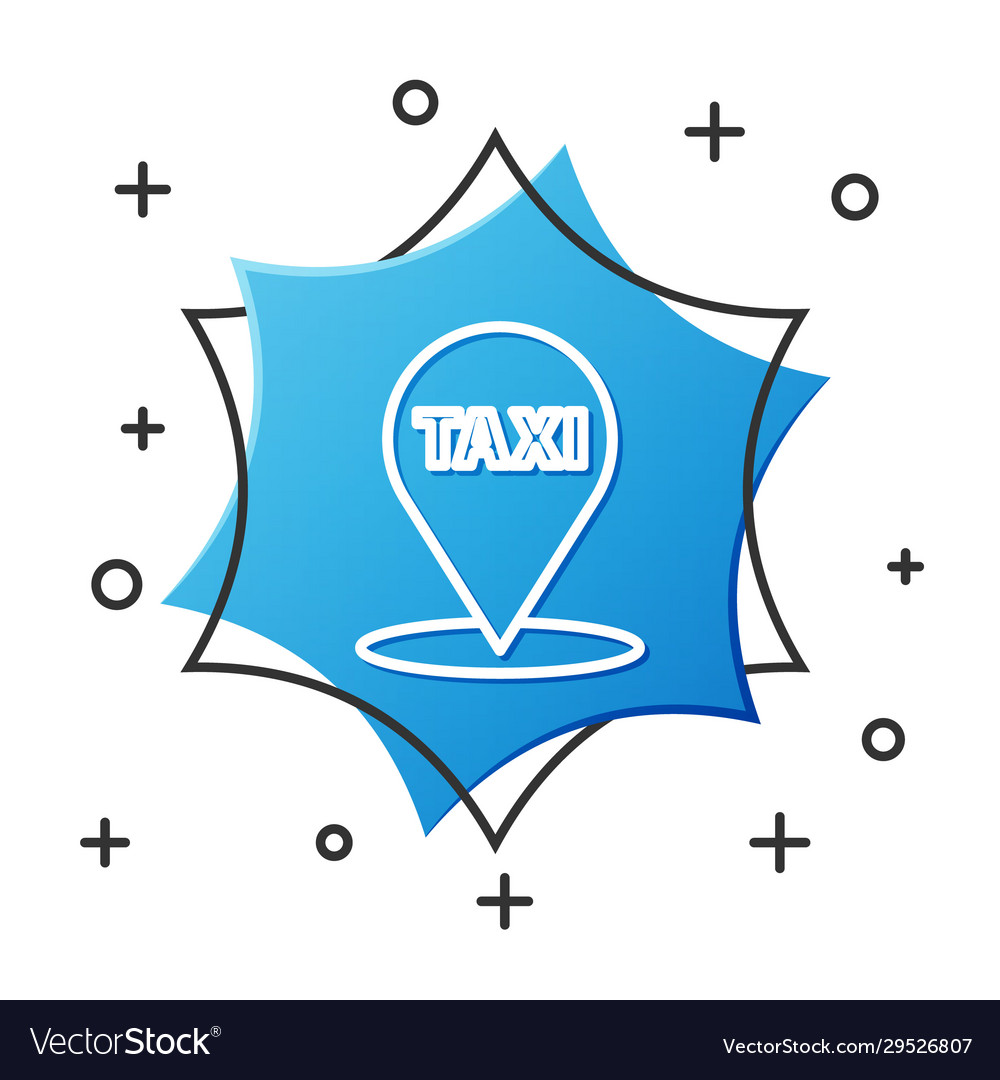 White line map pointer with taxi icon isolated vector image White line map pointer with taxi icon isolated
