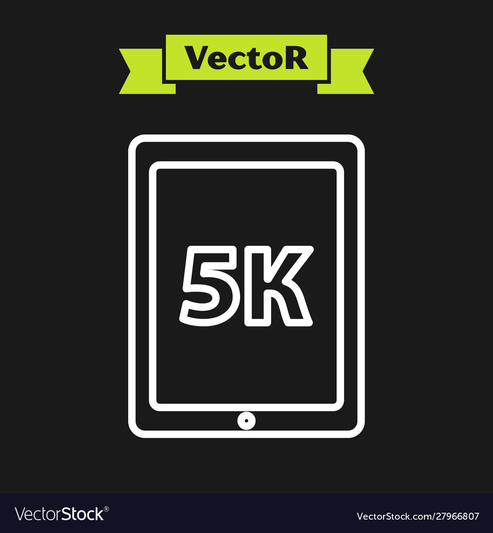 White line tablet with text 5k icon isolated vector image White line tablet with text 5k icon isolated