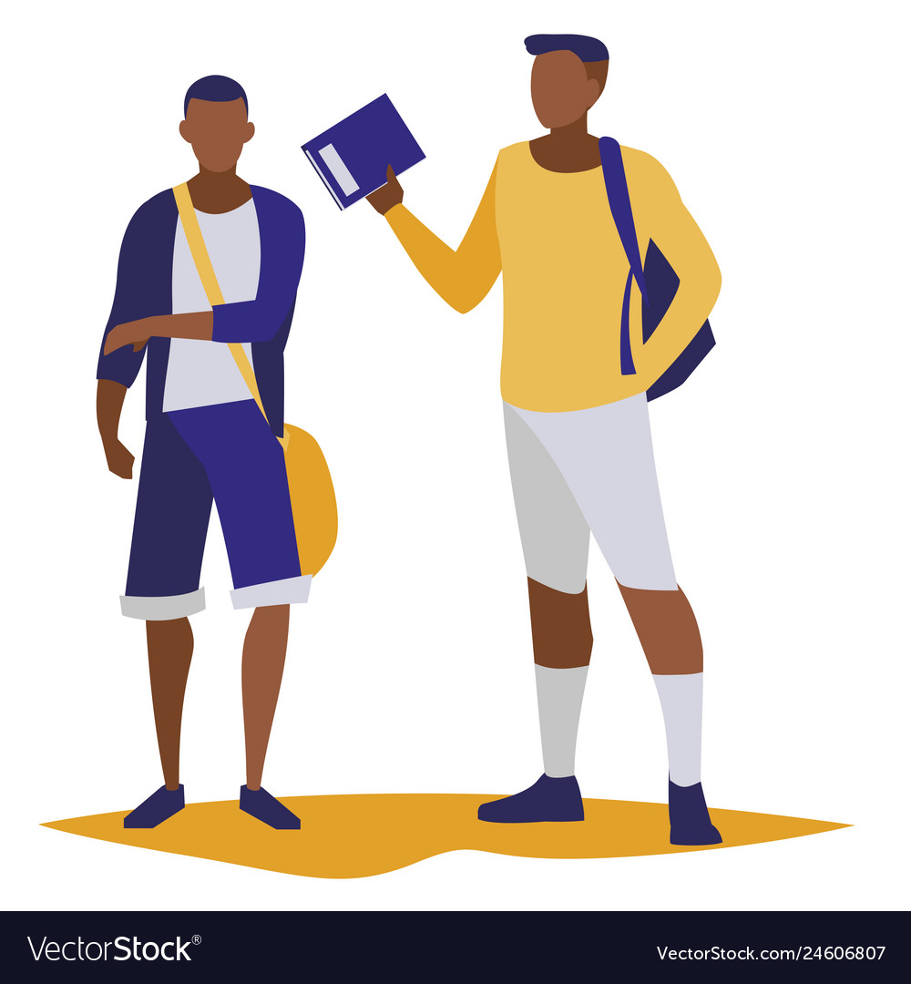 Young black boys students modeling Royalty Free Vector Image