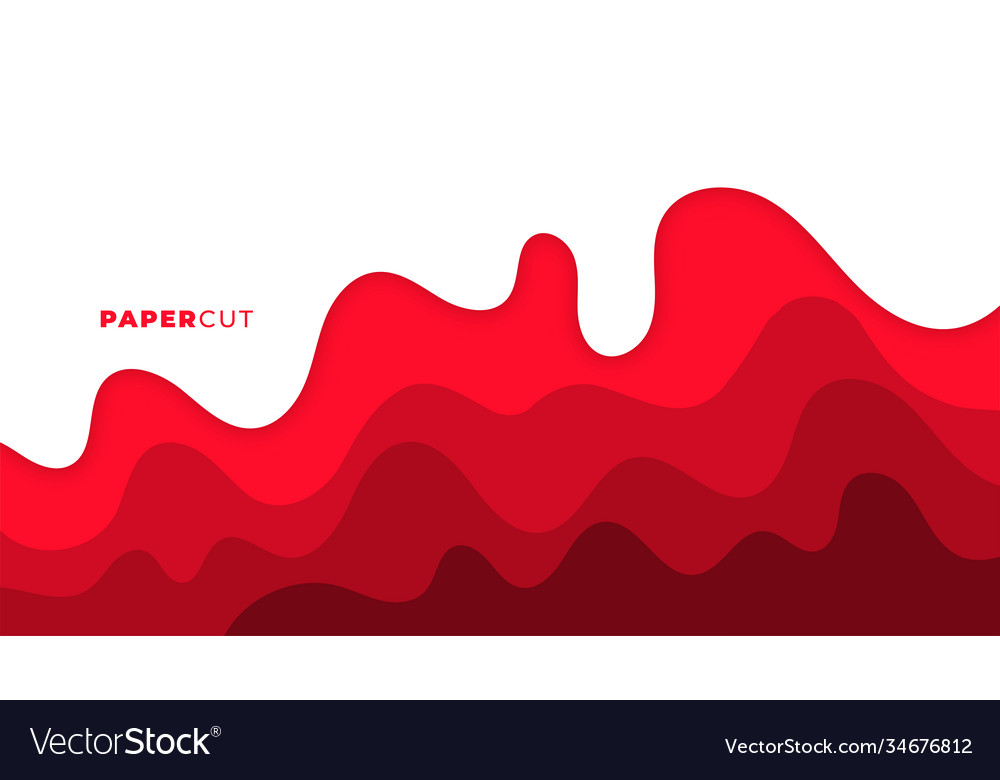 Abstract red and white wavy papercut background