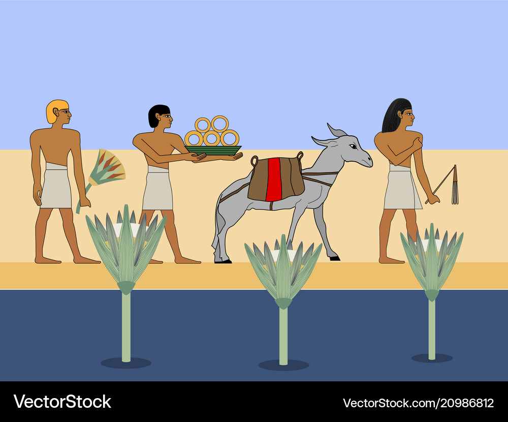 Ancient egypt caravan travels through desert Vector Image