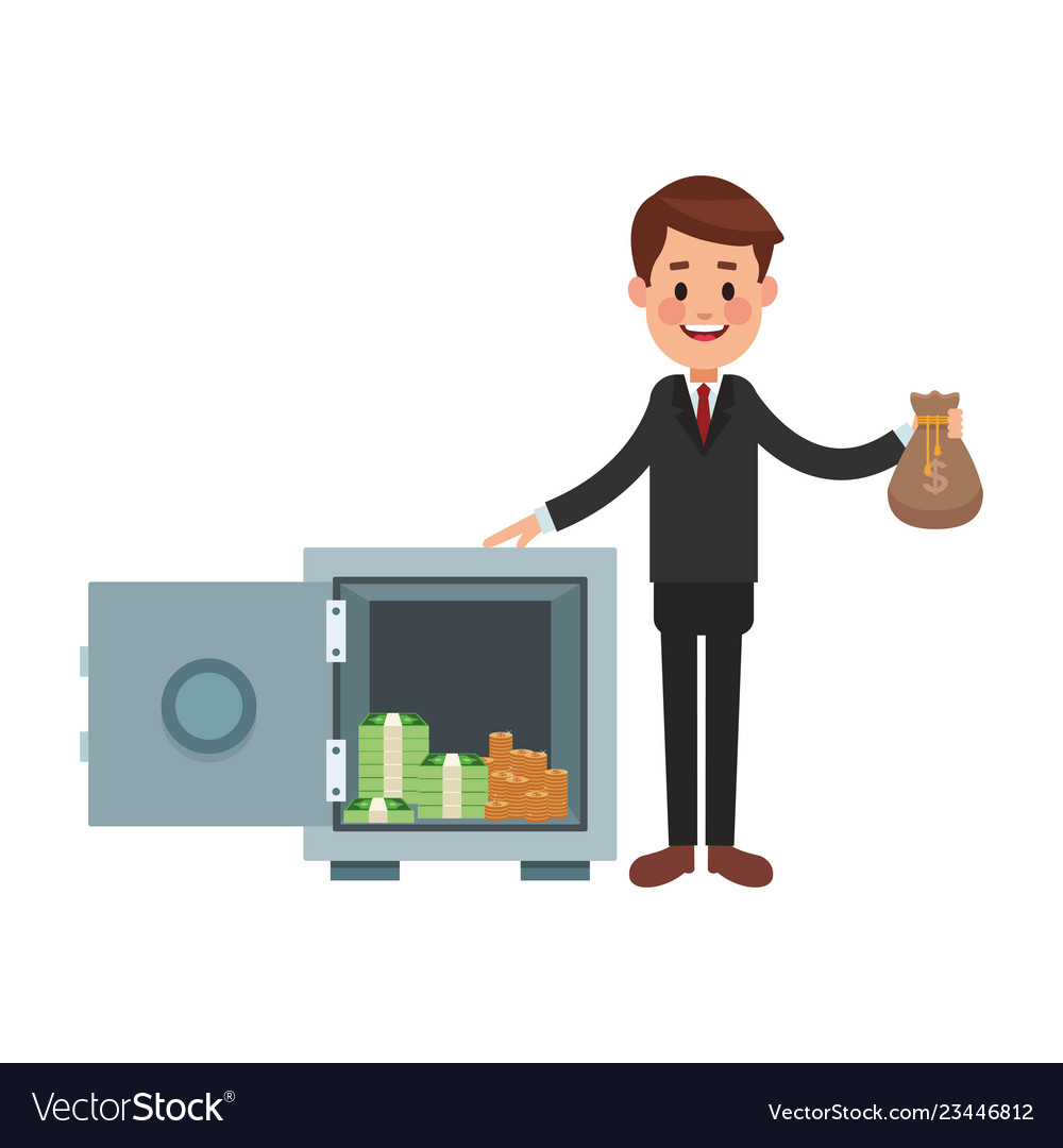 Business saving money cartoon vector image Business saving money cartoon