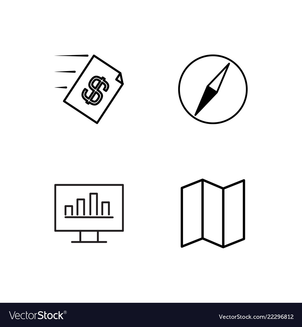 Business simple outlined icons set