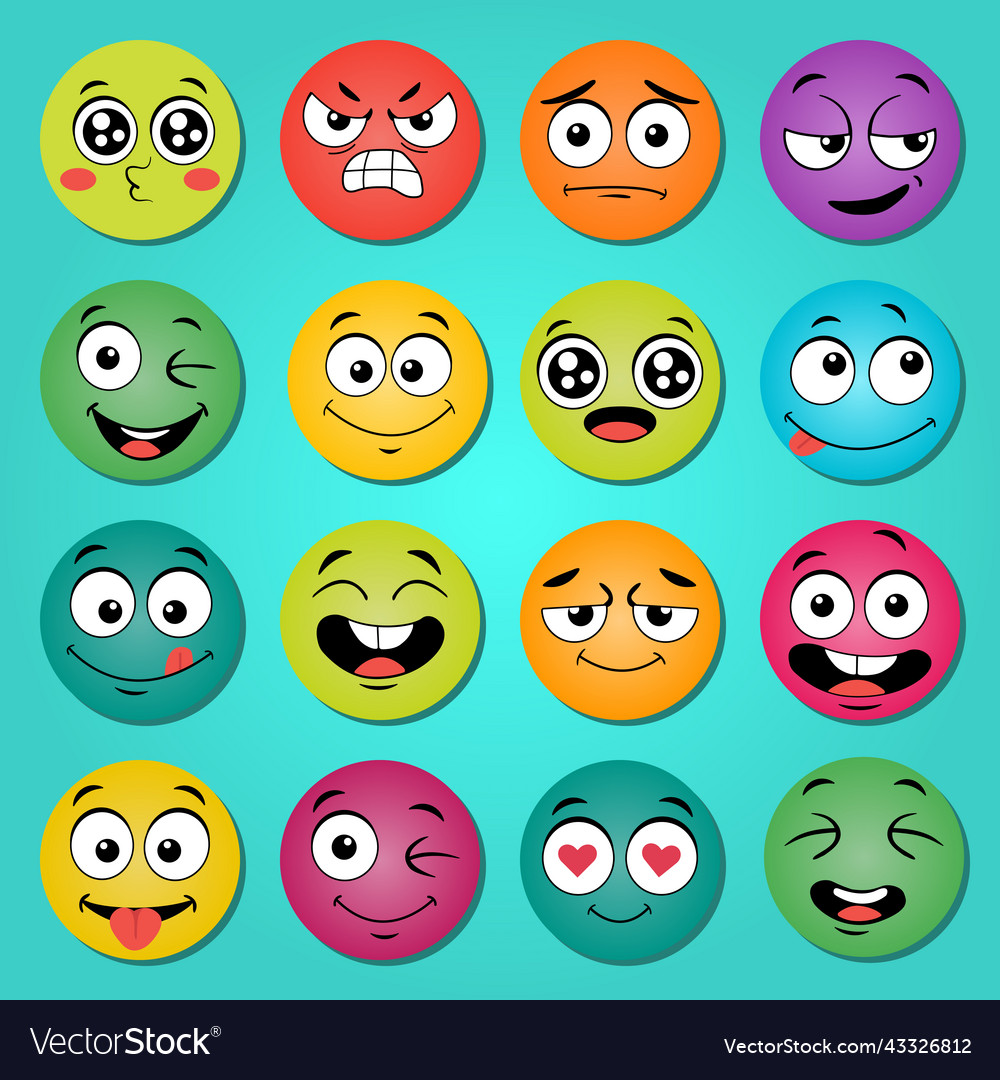 Cartoon facial expressions happy surprised Vector Image