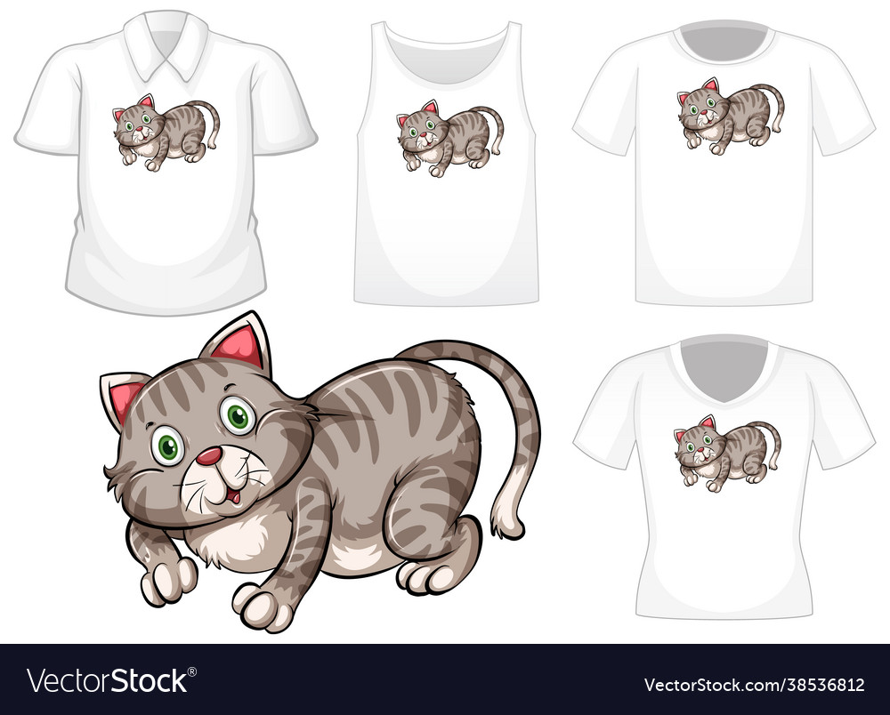 Cat cartoon character with set different vector image Cat cartoon character with set different