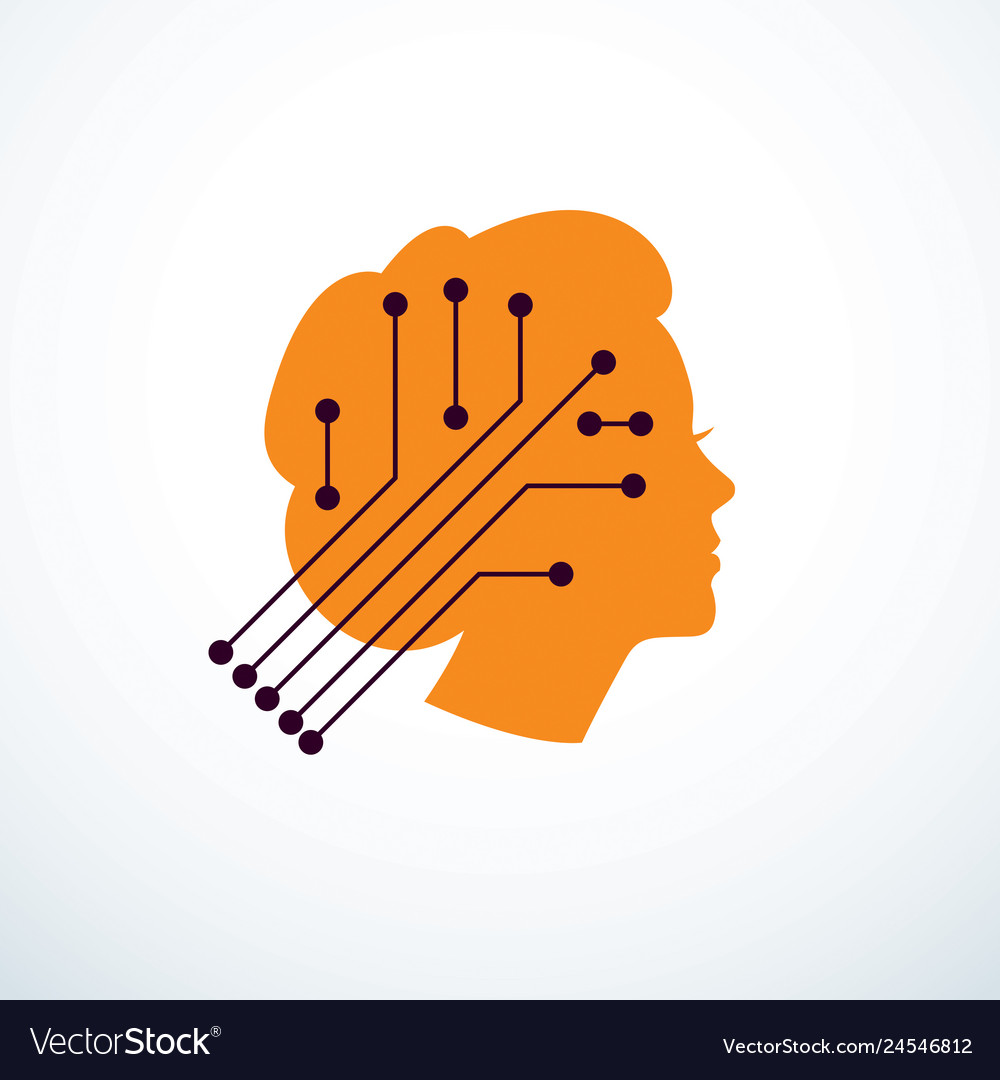 Computer human android bot artificial vector image Computer human android bot artificial