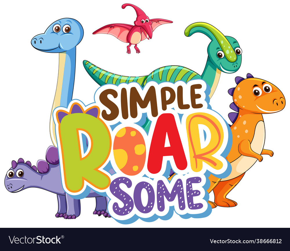 Cute cartoon dinosaur i am roarsome Royalty Free Vector