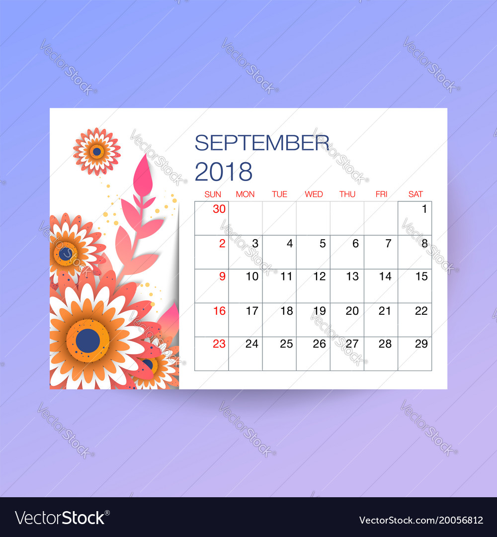 Design floral template calendar 2018