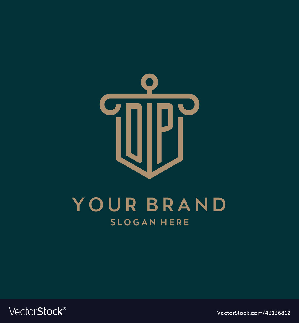 Dp monogram initial logo design with shield