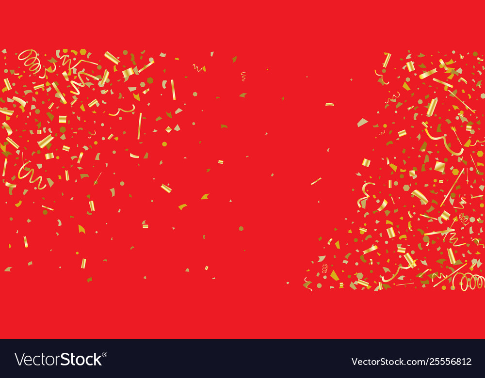 Golden glitter confetti on a red background