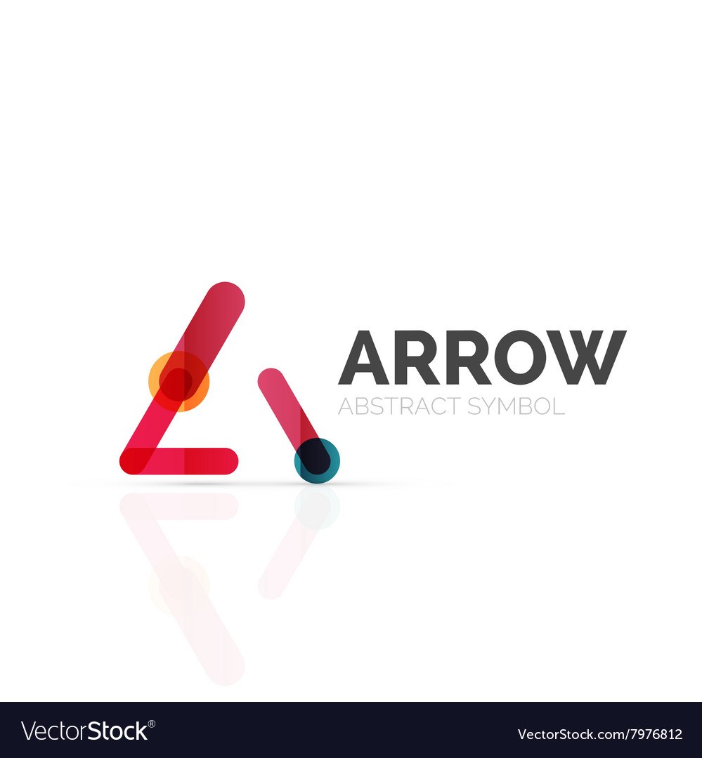 Linear arrow abstract logo connected multicolored vector image Linear arrow abstract logo connected multicolored