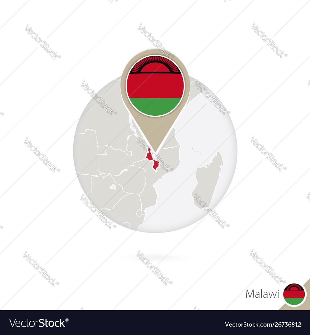 Malawi map and flag in circle