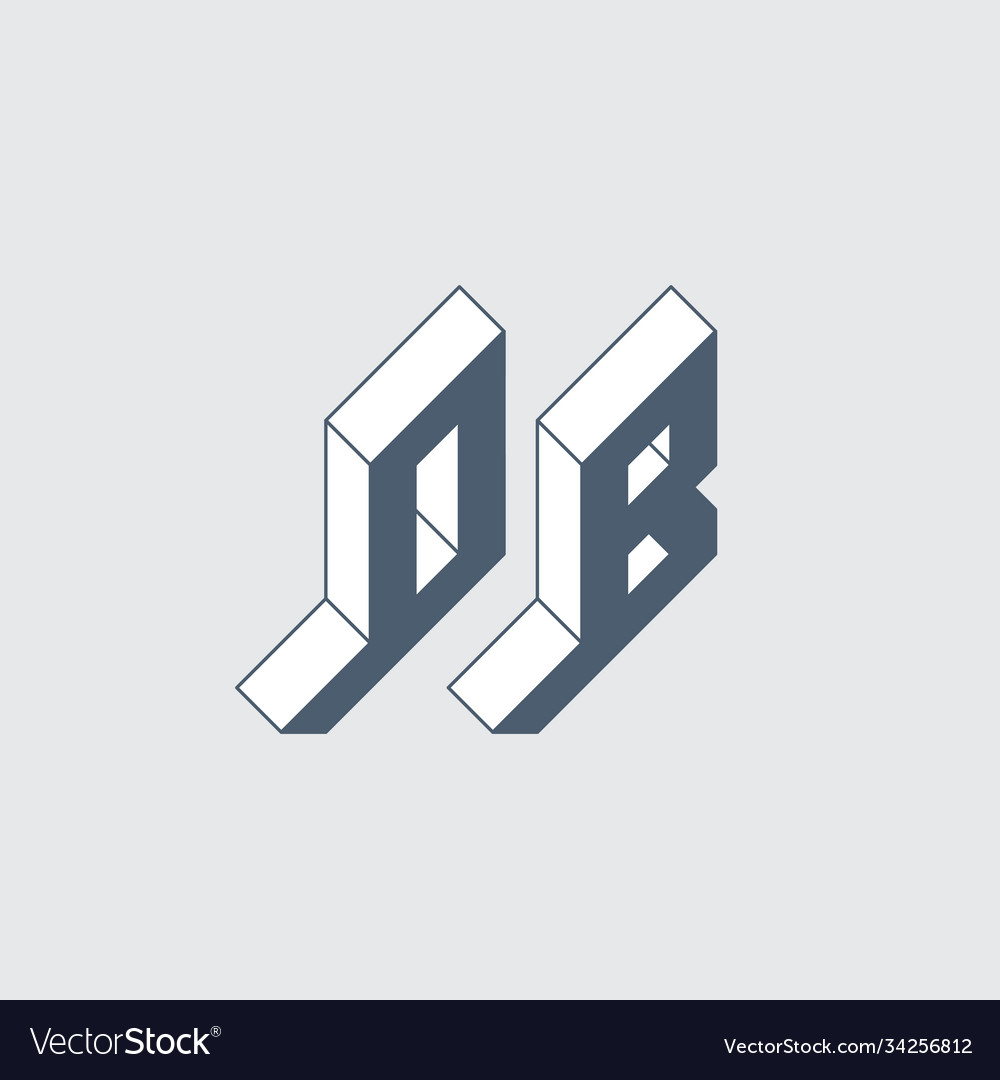 Ob - 2-letter code isometric 3d font for design 0 vector image Ob - 2-letter code isometric 3d font for design 0