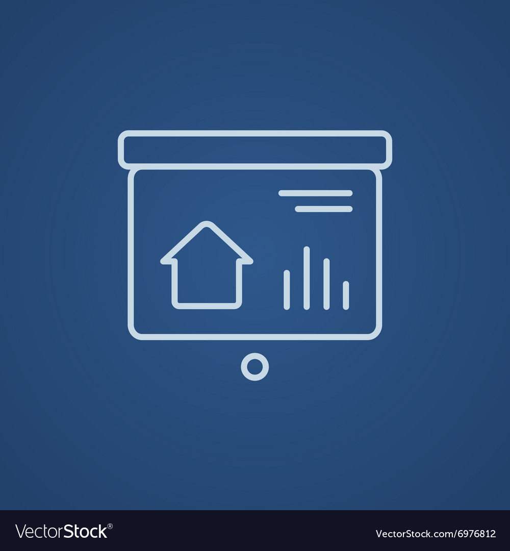 Presentation on projector screen line icon
