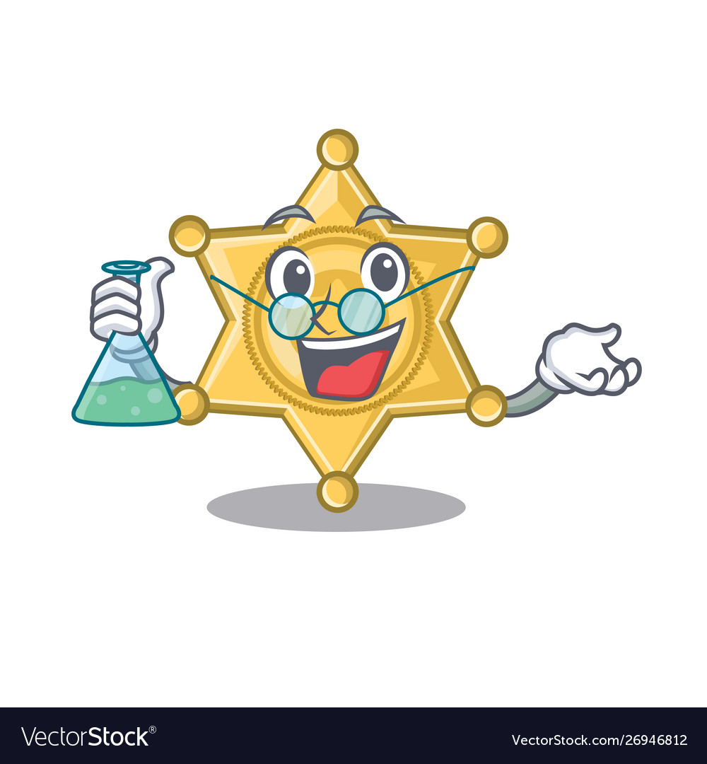 Professor star badge police on a cartoon