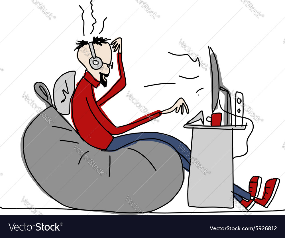Programmer at work sketch for your design