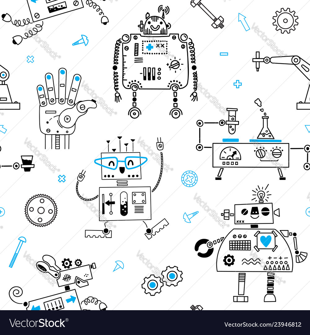 Robotic Pattern - Cute Robots & Tech