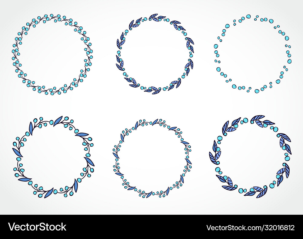 Set floral round frames Royalty Free Vector Image
