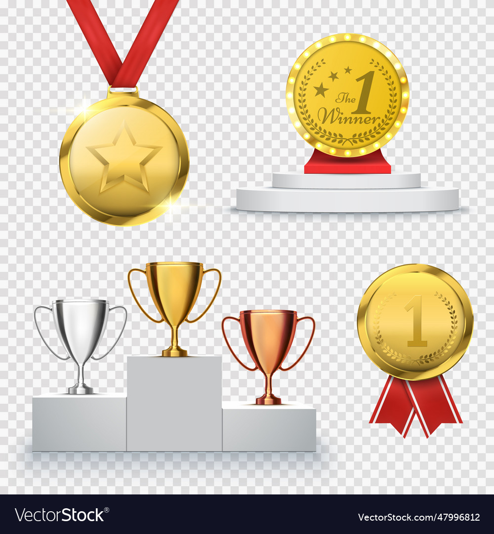 Set of winner trophy isolated on transparent