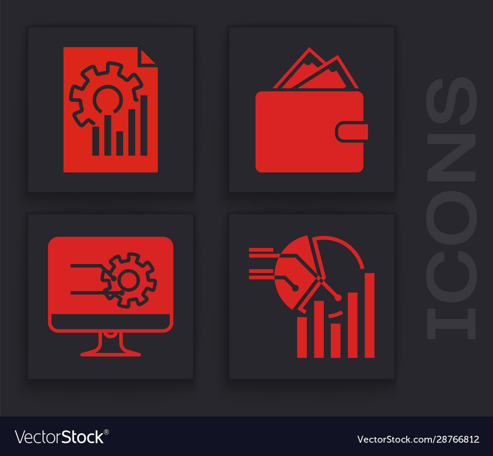 Set pie chart infographic document with graph vector image Set pie chart infographic document with graph