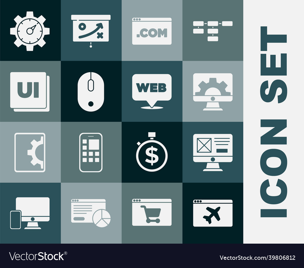 Set website template ui or ux design development vector image Set website template ui or ux design development