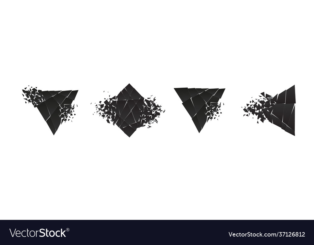 Shape shattered and explodes flat style design vector image Shape shattered and explodes flat style design