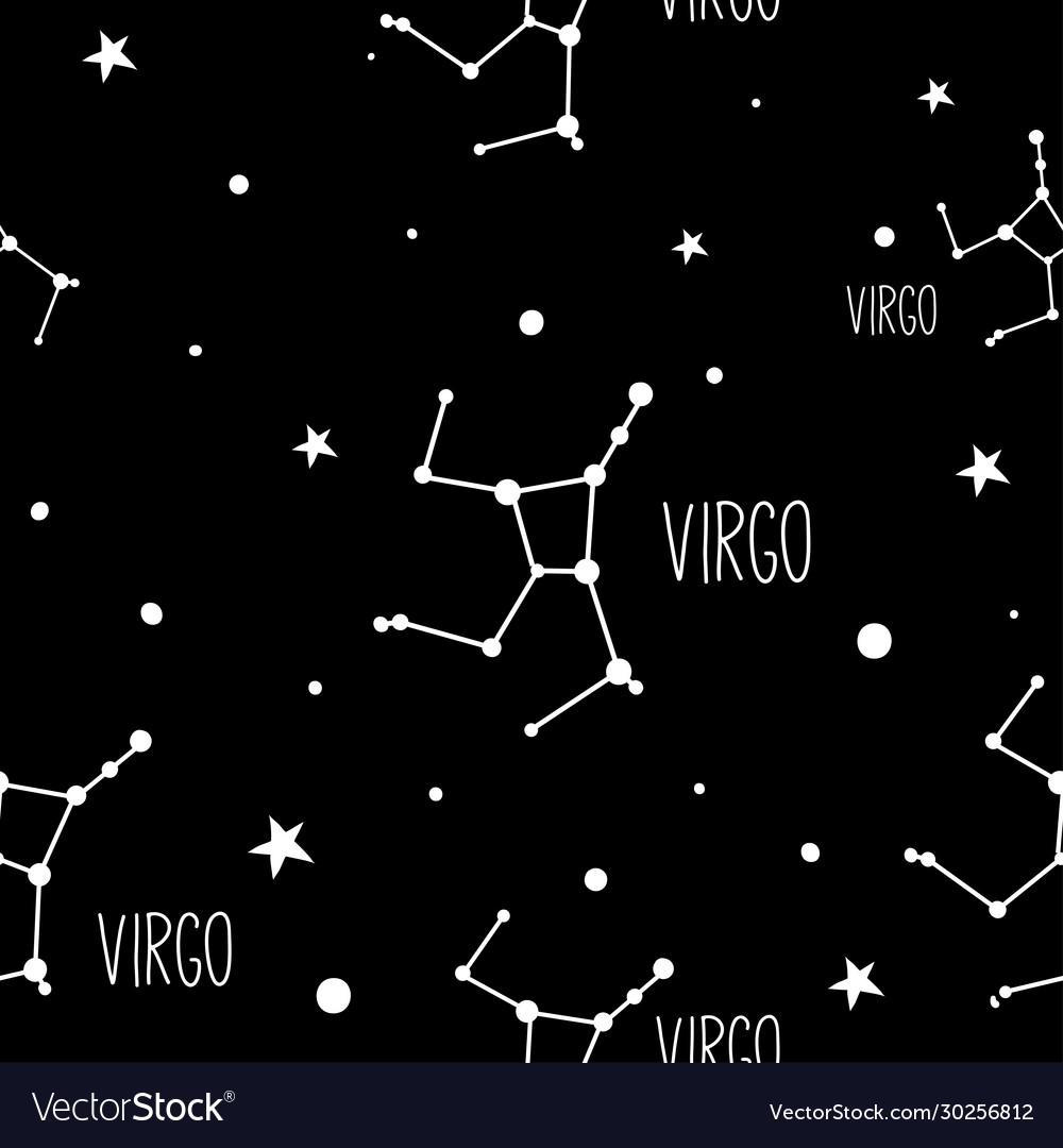 Virgo seamless pattern with zodiac sign