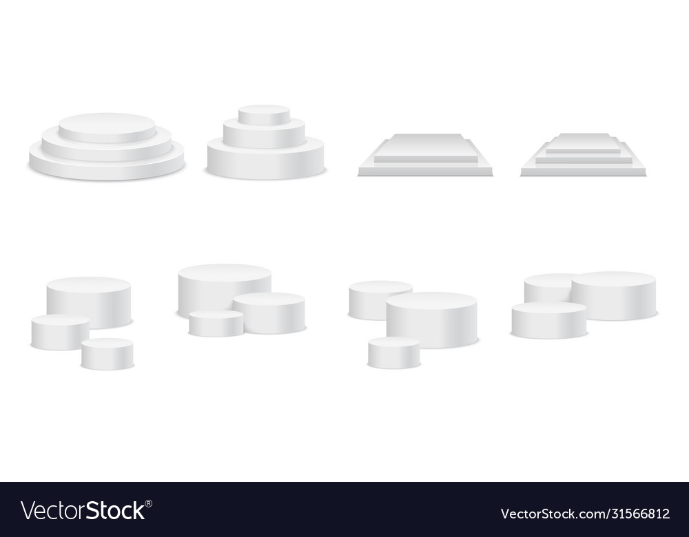 White podium round 3d empty with steps Vector Image White podium round 3d empty with steps
