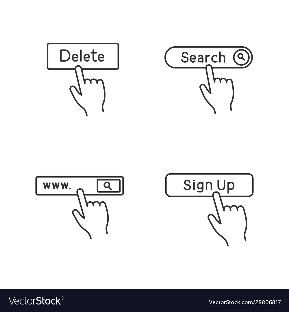 App buttons linear icons set vector image App buttons linear icons set