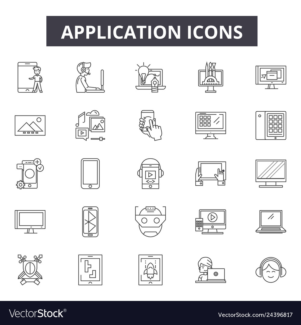 Applications line icons for web and mobile design vector image Applications line icons for web and mobile design